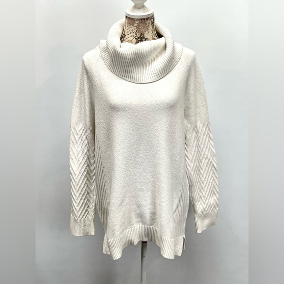 CALVIN KLEIN‎ Ivory ribbed sleeve cowl neck sweater size XL - Picture 5 of 15